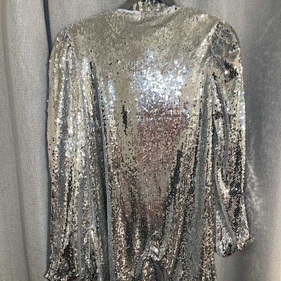 Sequin Long Sleeve Dress w/ Belt - Picture 2 of 14